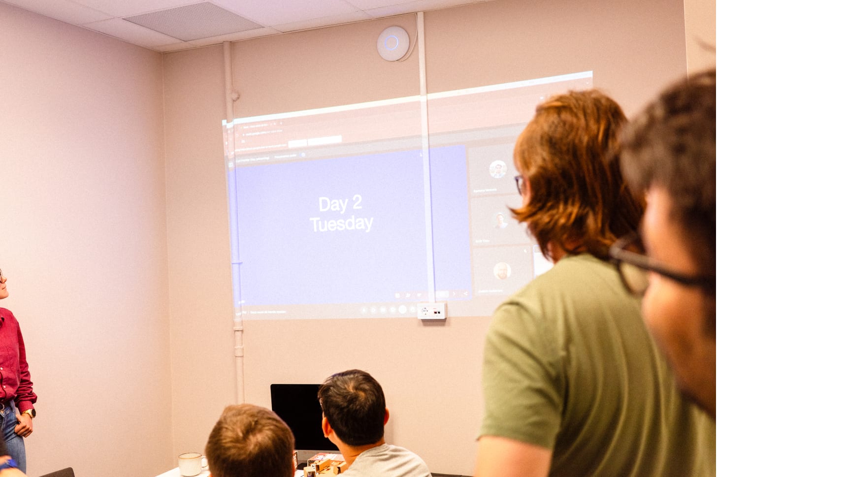 The Kisi product team attending the second day of hack week where they worked on the emergency button project